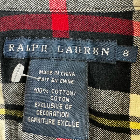 Ralph Lauren Madres Plaid Deer Crest Logo MCMLXVII Navy Red Button Front Shirt - Picture 2 of 8